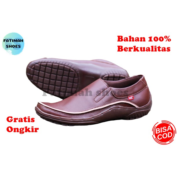 FATIMAHSHOES - Sepatu Kulit Pria Sepatu Formal Sepatu Kerja Sepatu Kasual Sepatu Pesta Sepatu Slip On Pria Hitam.