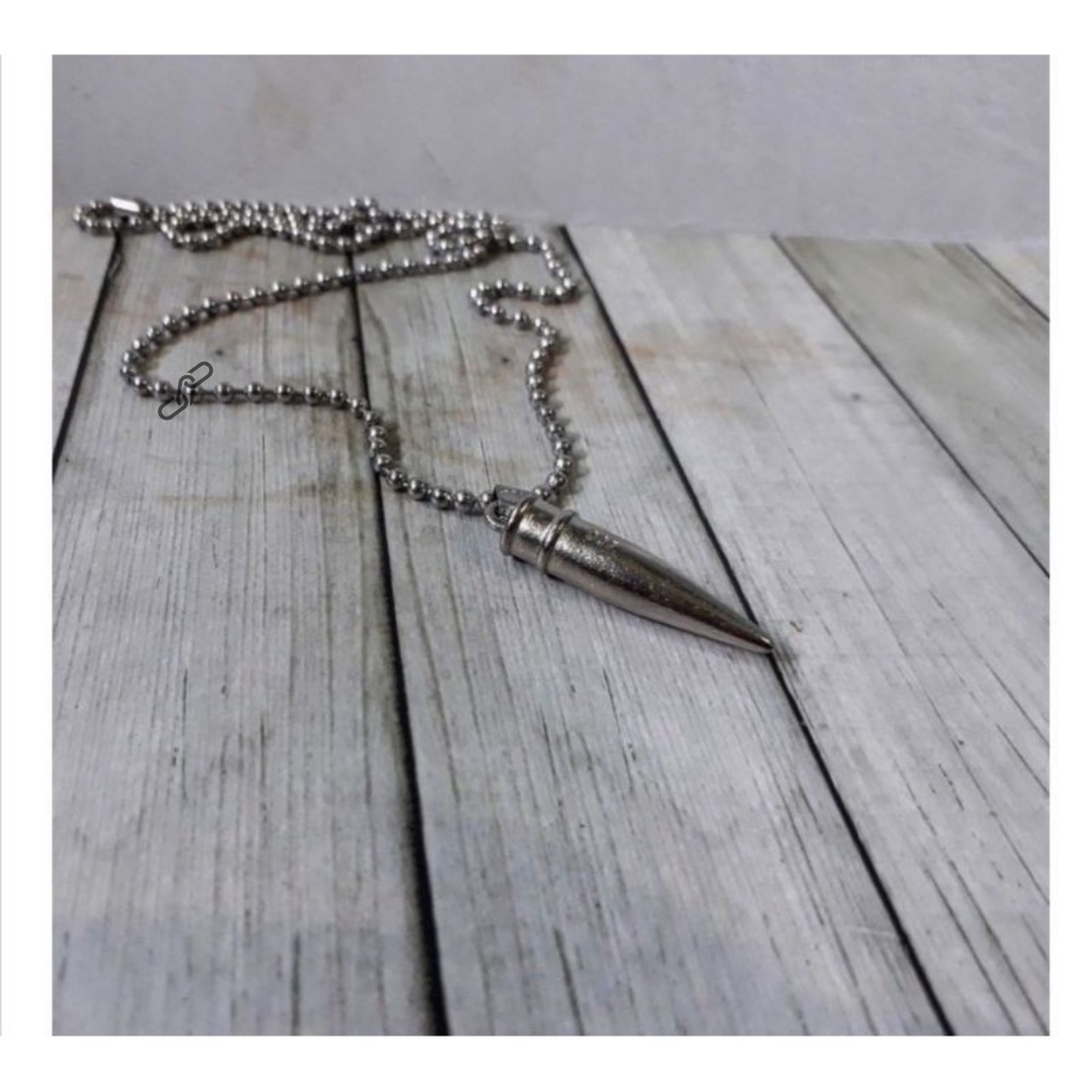 BISA COD Kalung Tali Baja Bandul Peluru Kalung Pria Kalung Cowok