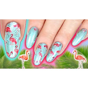 flamingo nail sticker / stiker kuku hiasan kuku burung pink nail foil transfer glass foil