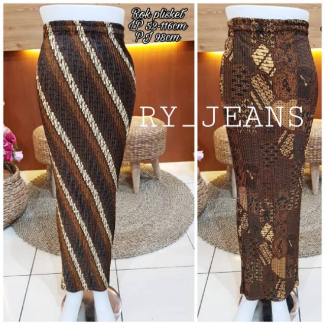 Rok plisket panjang rok batik wanita