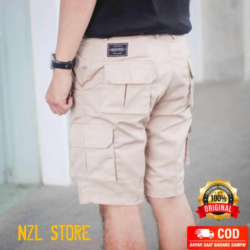 CELANA CARGO PENDEK SIZE 27-38 HITAM MOCA GREY CREAM