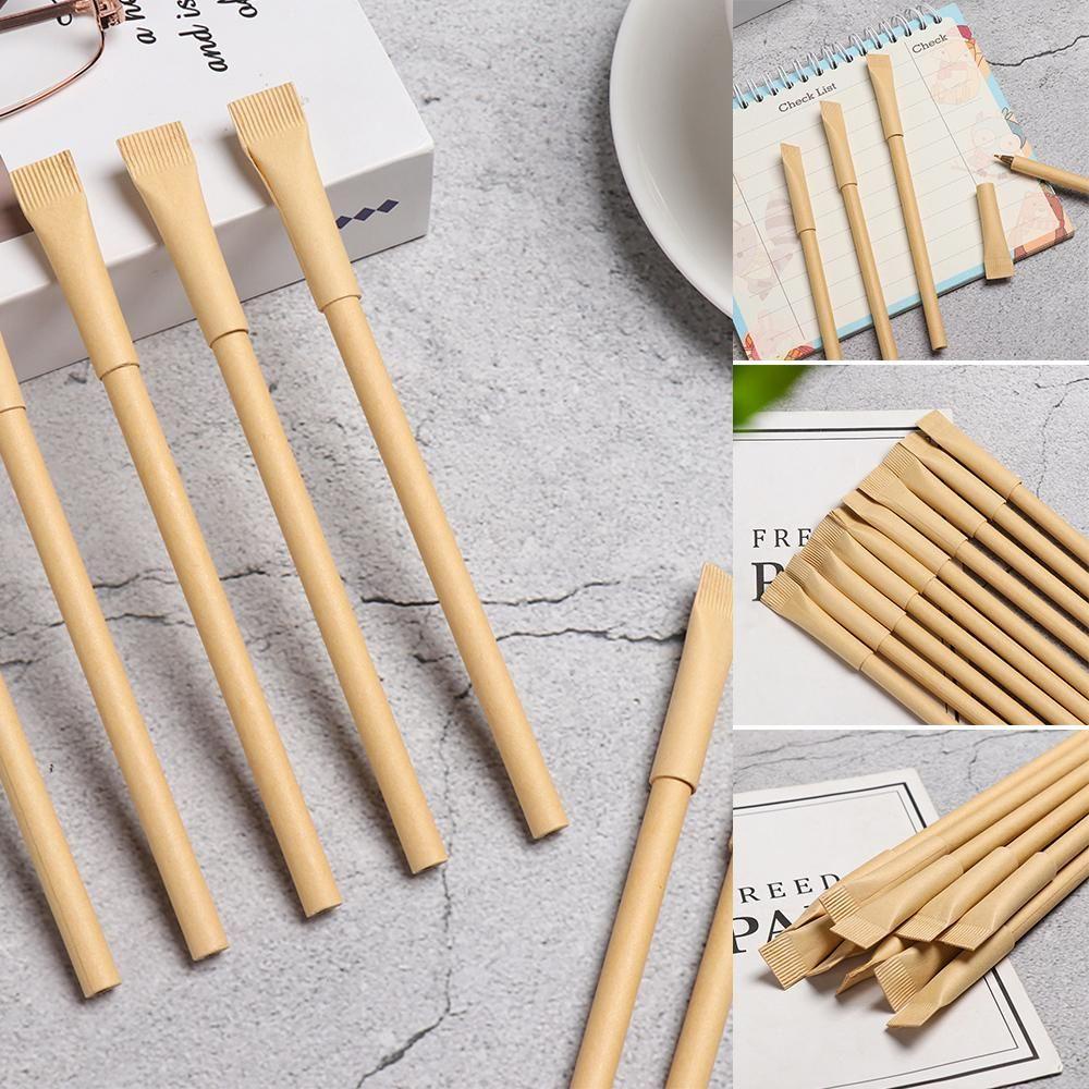 Suyo 5Pcs Kraft Paper Pen Baru Halus Pasta Gigi Kantor Bentuk Alat Tulis Signature Pen