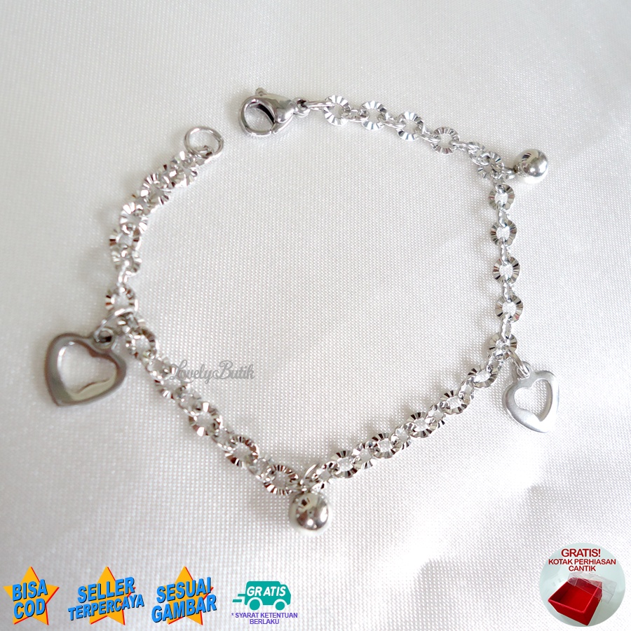 Lovelybutik - Gelang Anak Perempuan Titanium Asli Anti Karat - Gelang Tangan Anak Cewek Lucu Lov3 Bonus Kotak Perhiasan