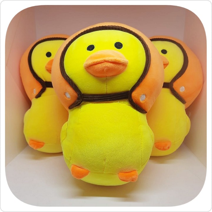 Boneka Bebek Kuning Lucu Bebek Pakai Helm Yellow Duck