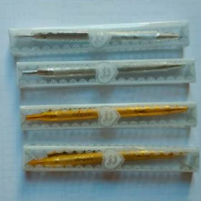 

10 pcs Pulpen gold silver souvenir kemasan mika