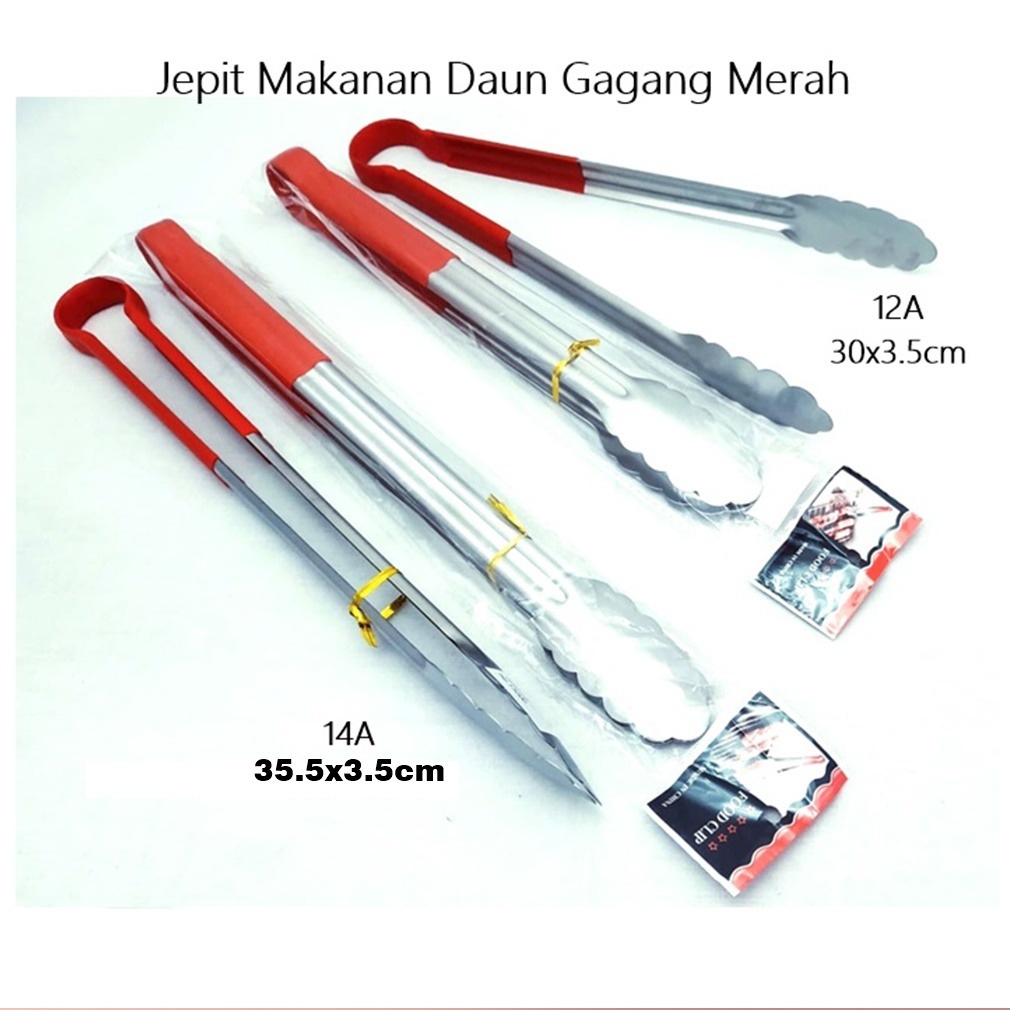 Jepit/Capit Makanan Daun Merah 14A 35.5cm &amp; 12A 30cm