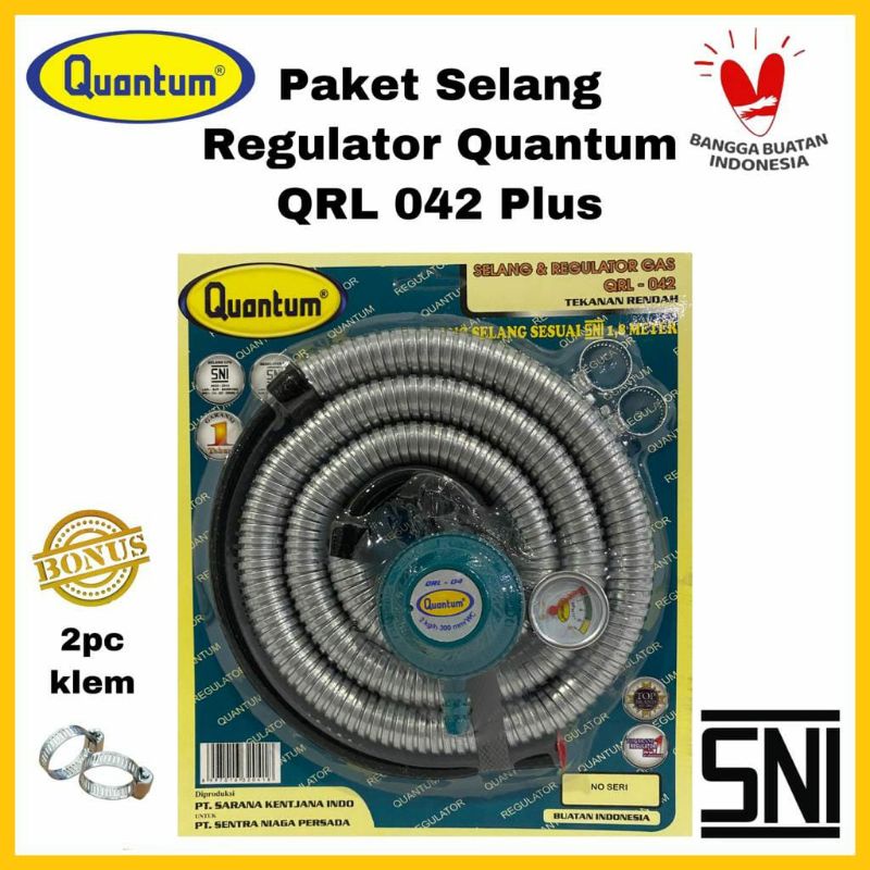 PAKET SELANG REGULATOR GAS QUANTUM TIPE QRL-042 METER/ REGULATOR GAS QUANTUM