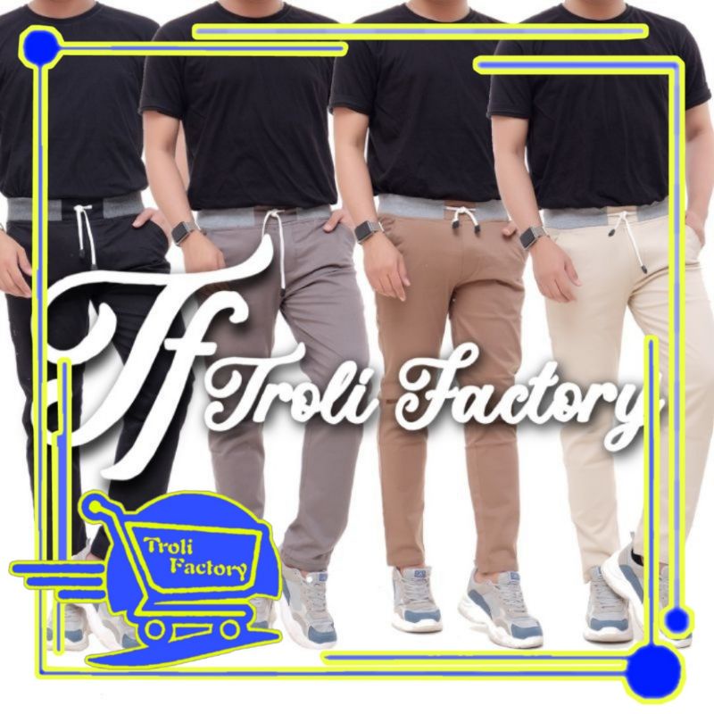 CELANA CHINOS COWOK PANJANG KARET PINGGANG RIP KOLOR CELANA CHINOS COWOK PANJANG KARET PINGGANG RIP KOLOR