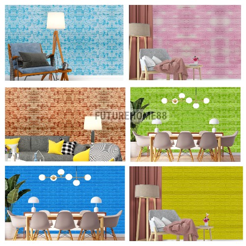 Wallpaper 3D Modern Foam Batu Bata Wallpaper Foam Gradasi Polos