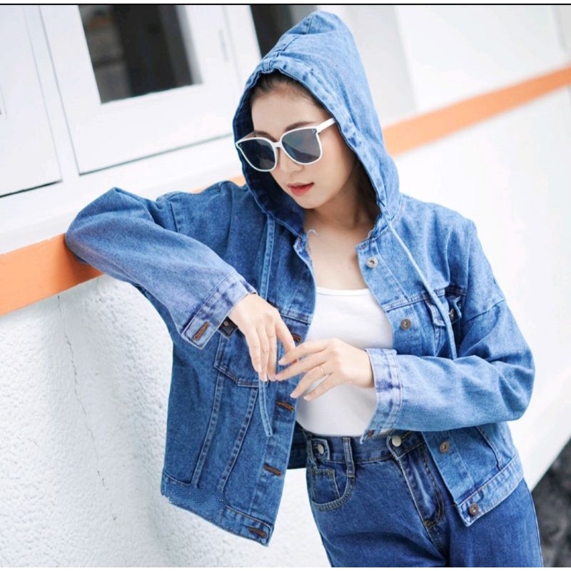 JAKET JEANS HODIE WANITA||JAKET JEANS CROP HODIE WANITA TERBARU||JAKET JEANS WANITA KOREAN STYLE