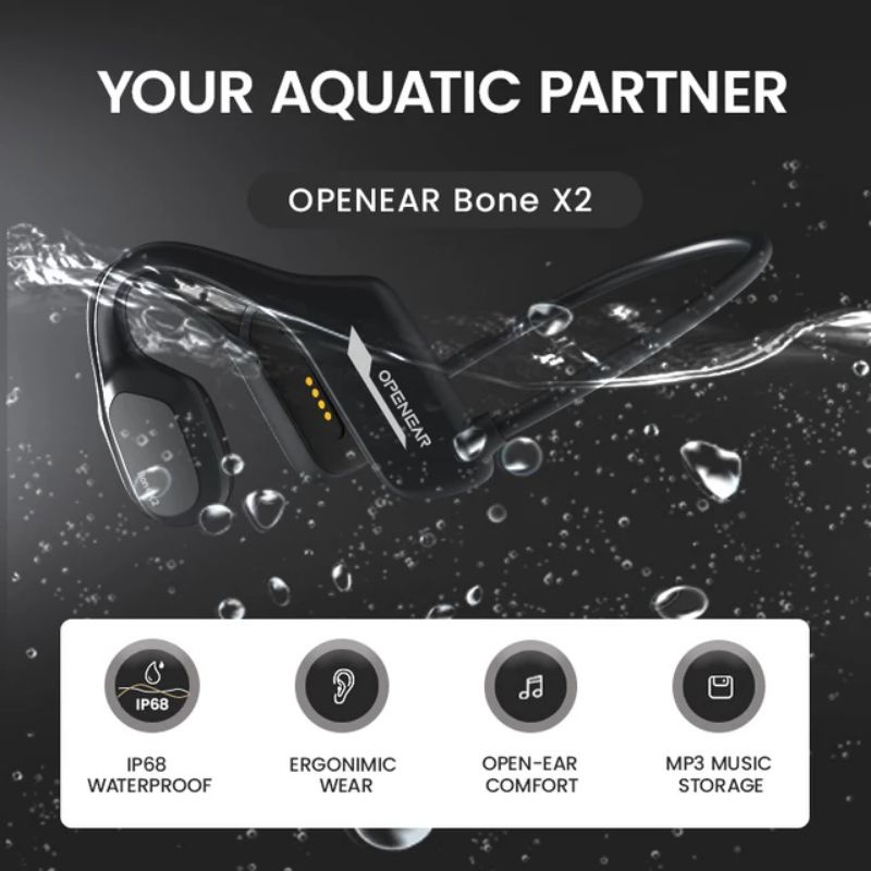 Openear X2 Bone Conduction Earphones Bluetooth 5.2 IP 68 For Swimming 8GB MP3