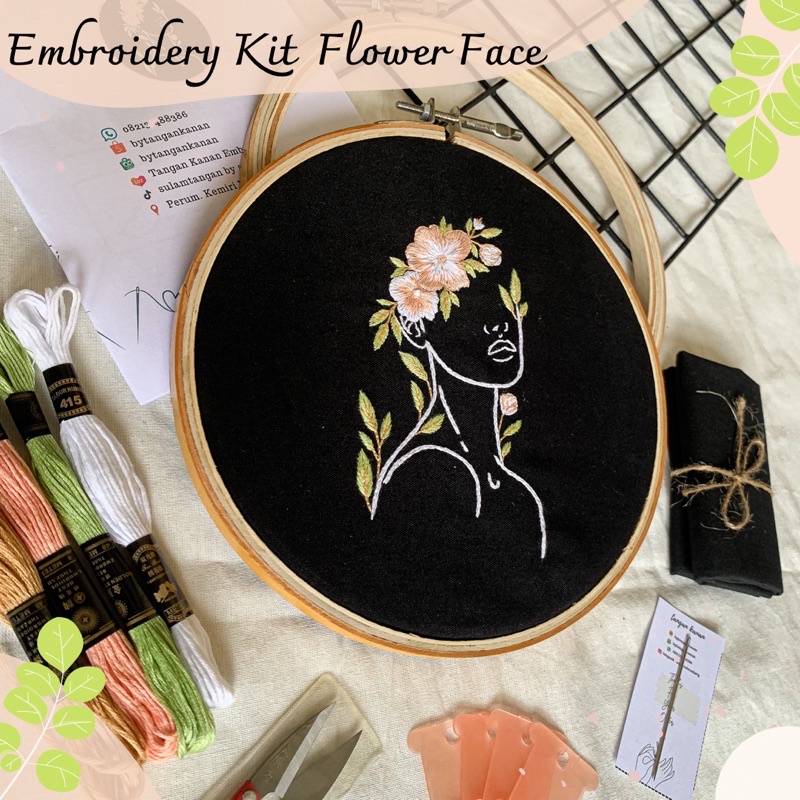 Embroidery Kit Flower Face - Paket Sulam Benang lengkap