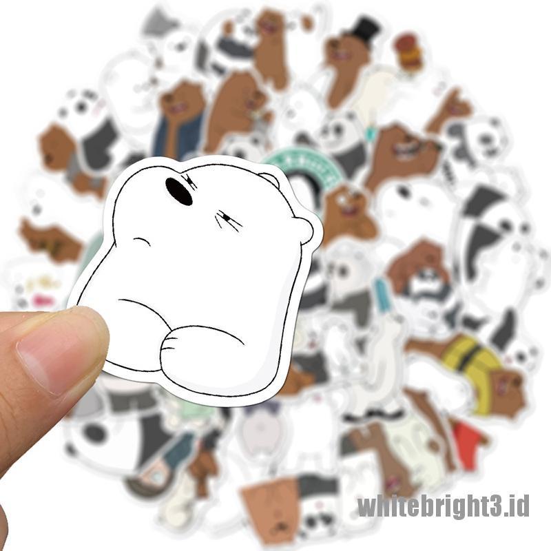 (white3) 50pcs Stiker Graffiti Beruang Lucu Untuk Laptop / Gitar / Skateboard / Koper