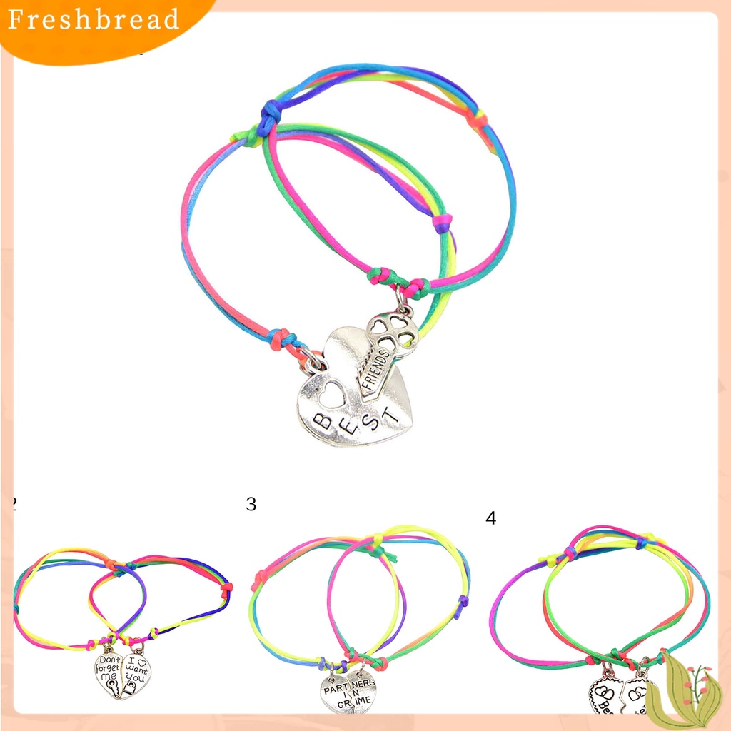 ?Fresh?? 2Pcs Gelang Tangan Wanita Model Kembaran Liontin Hati Ukiran Huruf Best Friends