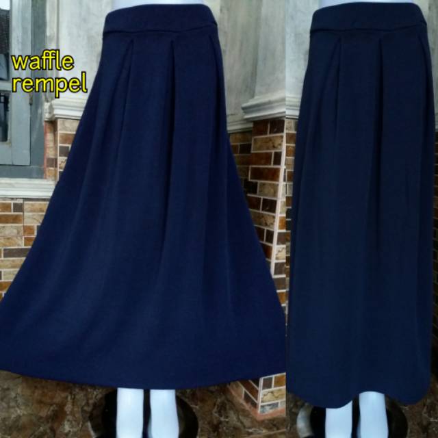 Rok waffle crepe panjang | rok rempel mayung terlaris