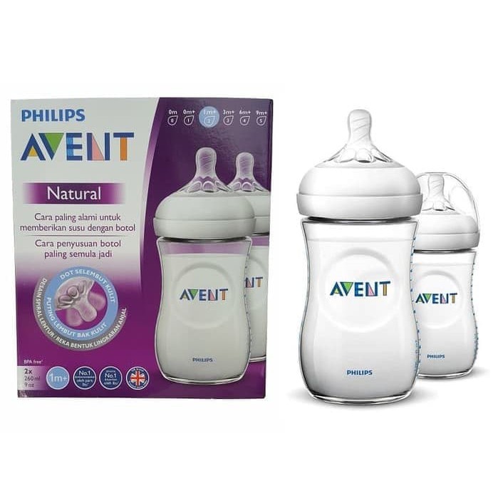 Philips Avent Natural Bottle Twinpack / Single Pack Blue / White / Tiger / Hippo / Flaminggo Botol Susu Bayi 260ml 260 ml