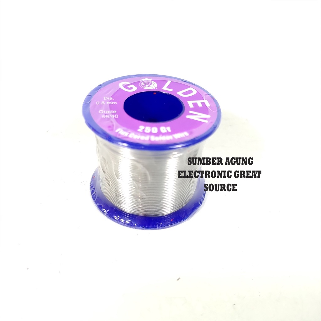 Tenol Besar Golden 250g 0.8mm Grade 69 per 40 Timah Solder Flux Cored Soldier Wire