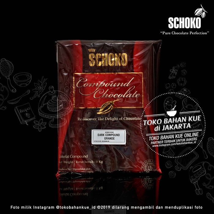 

ORIGINAL MURAH Schoko Dark Compound Grande 1kg Chocolate Cokelat Baking Coklat Cocoa