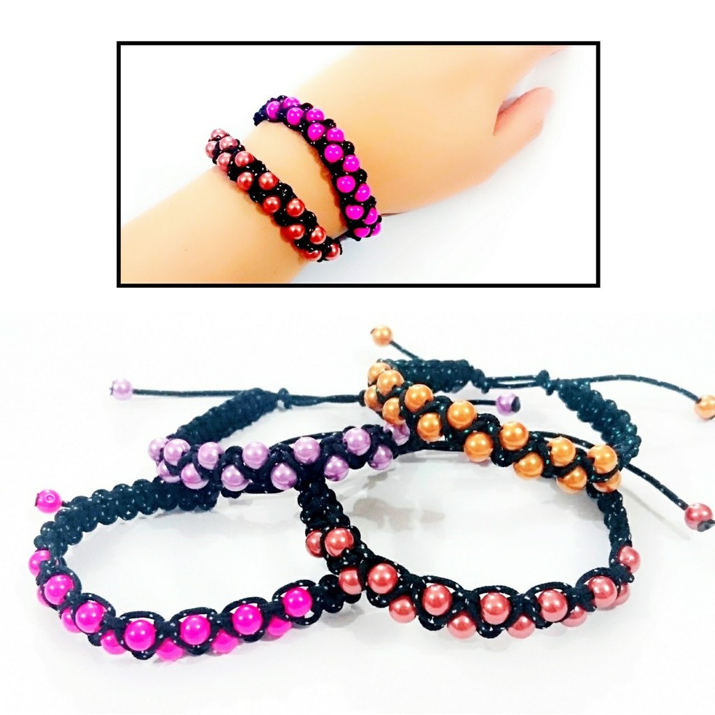 gelang rajut biji warna (BW)