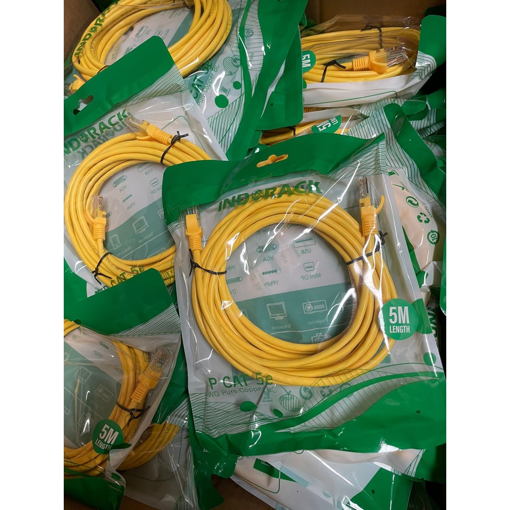 Patch Cord CAT5e, 24AWG, 5 Meter Blue / White / Yellow - INDORACK 5 Meter