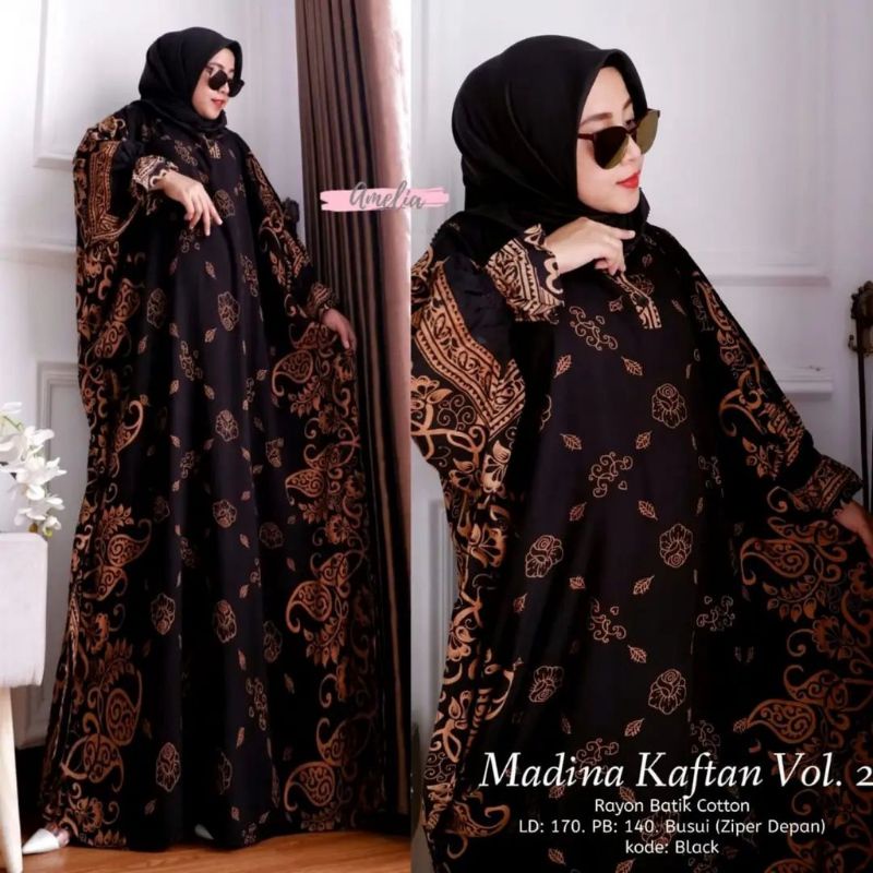 KAFTAN MADINA JUMBO GAMIS RAYONPREMIUM LONG DRESS BATIK BIG SIZE BAJU