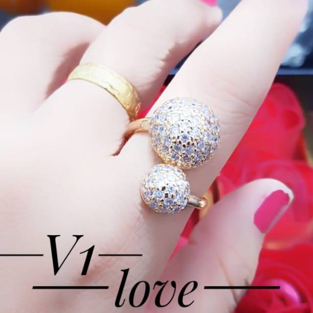 Xuping perhiasan cincin bentol 2 lapis emas 24k 1011