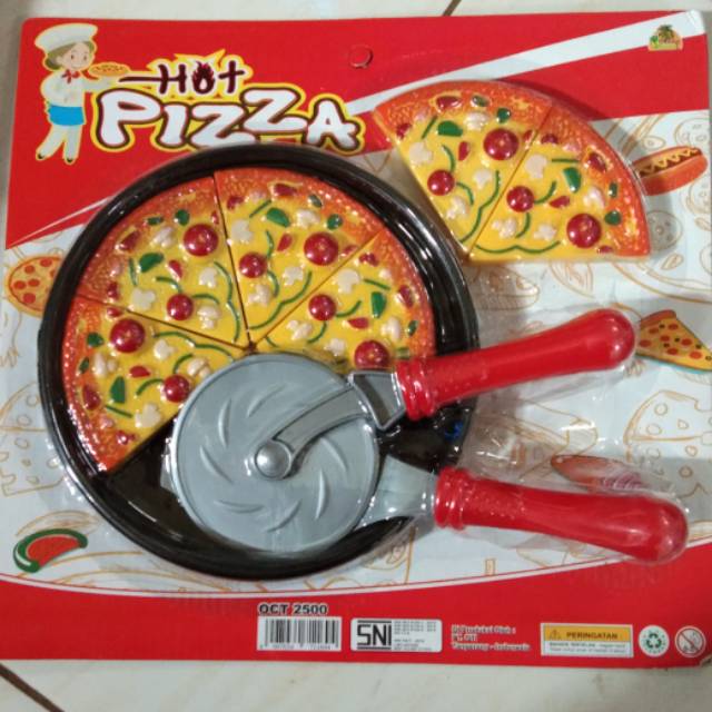 OCT 2500 Makanan Pizza hot mainan pizza mainan lengkap dengan pemotongnya dan tempatnya