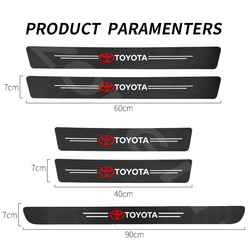 Toyota Stiker Carbon Fiber Door Sill Pelindung Anti Gores Mobil Untuk Toyota Avanza Rush Kijiang Innova Calya Razie Yaris Wish Corolla Cross