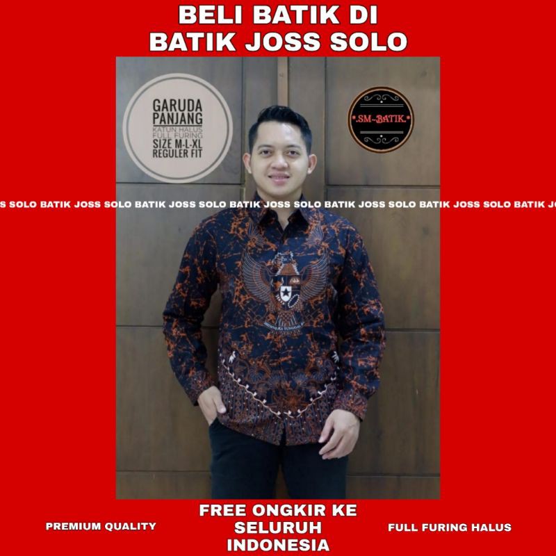 Batik Garuda Lengan Panjang Baju Batik Pria Lengan Panjang Sm Batik Batik Solo - BJS