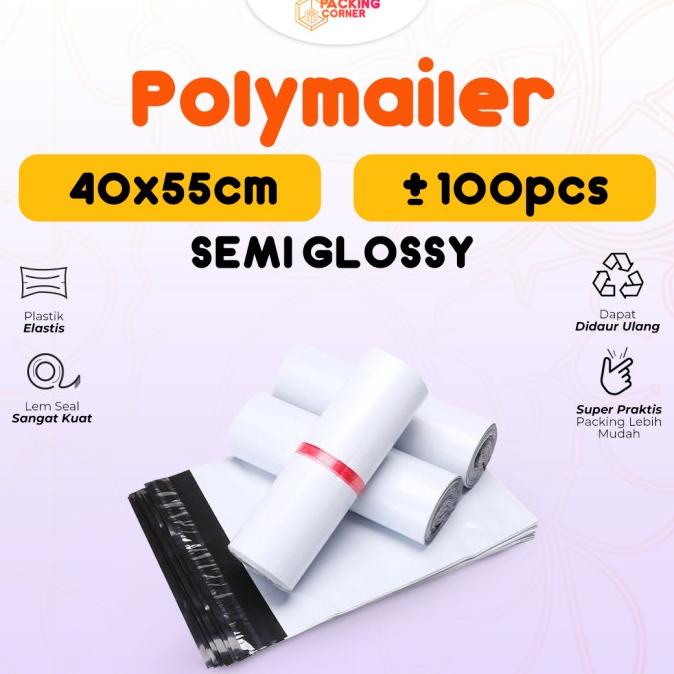 

Plastik Packing Polymailer Warna Putih 40X55 Isi 100 Pcs Tebal Glossy