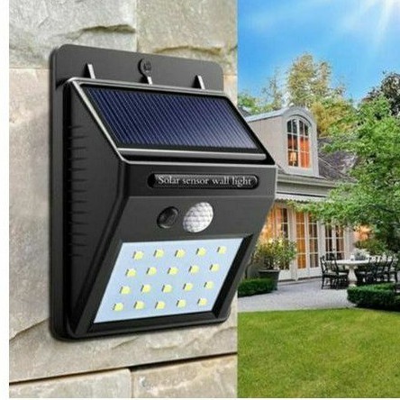 LAMPU LED Taman SENSOR Gerak MATAHARI SOLAR POWERED 30 LED WALL LIGHT