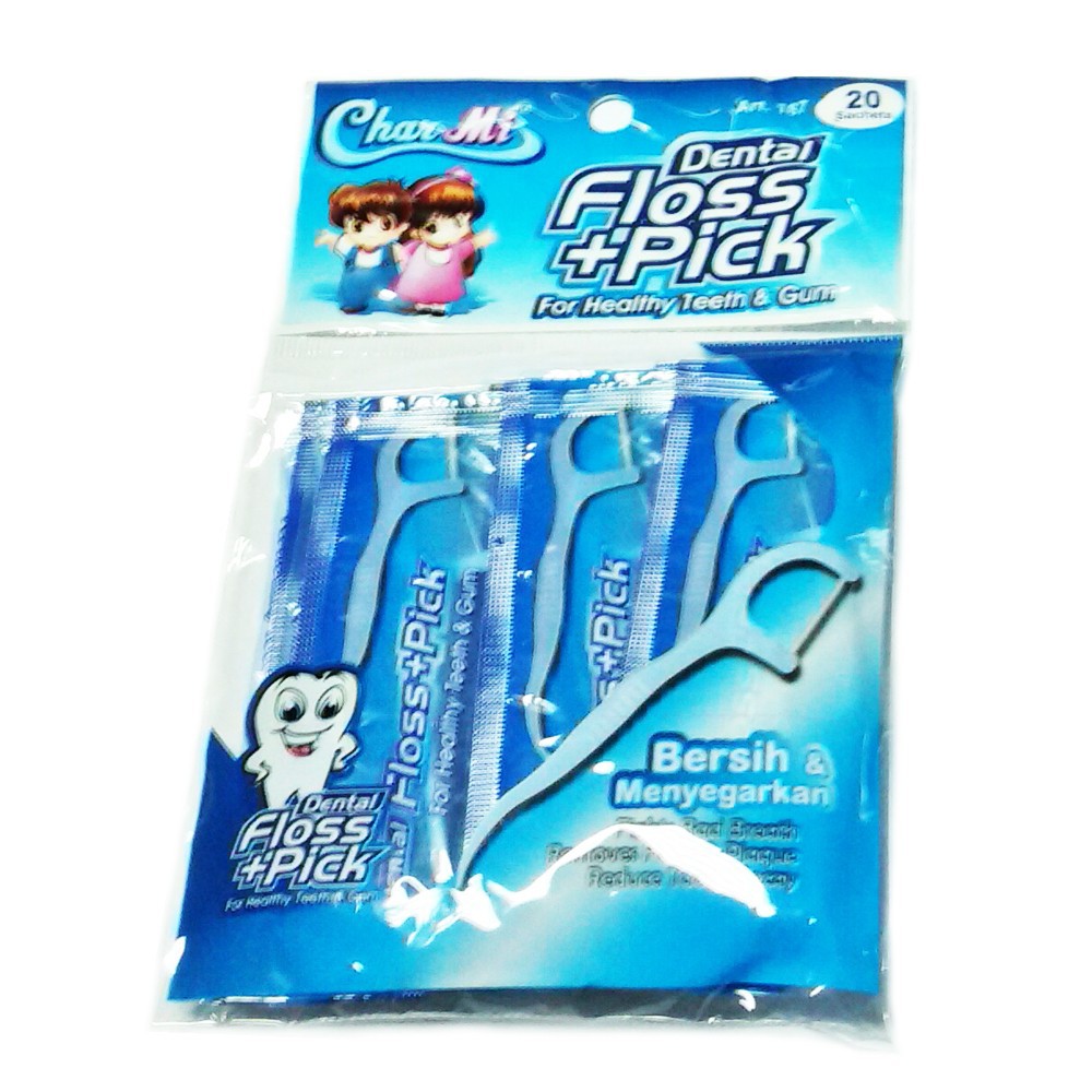 Char Mi Dental Floss Pick 20sachet Tusuk Gigi Benang Charmi Char Mi Art 187 Dentalfloss Carmi Kemasan Satuan Dental Floss + Pick Dental Flos