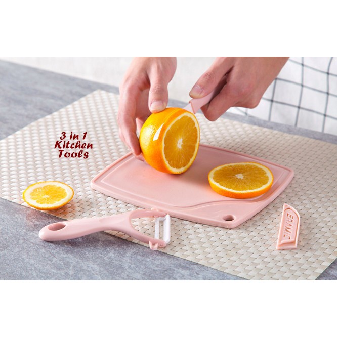 IKILOSHOP T3in1 Talenan Set 3 in 1 Anti Bakteri Steril Pisau Keramic Chop board