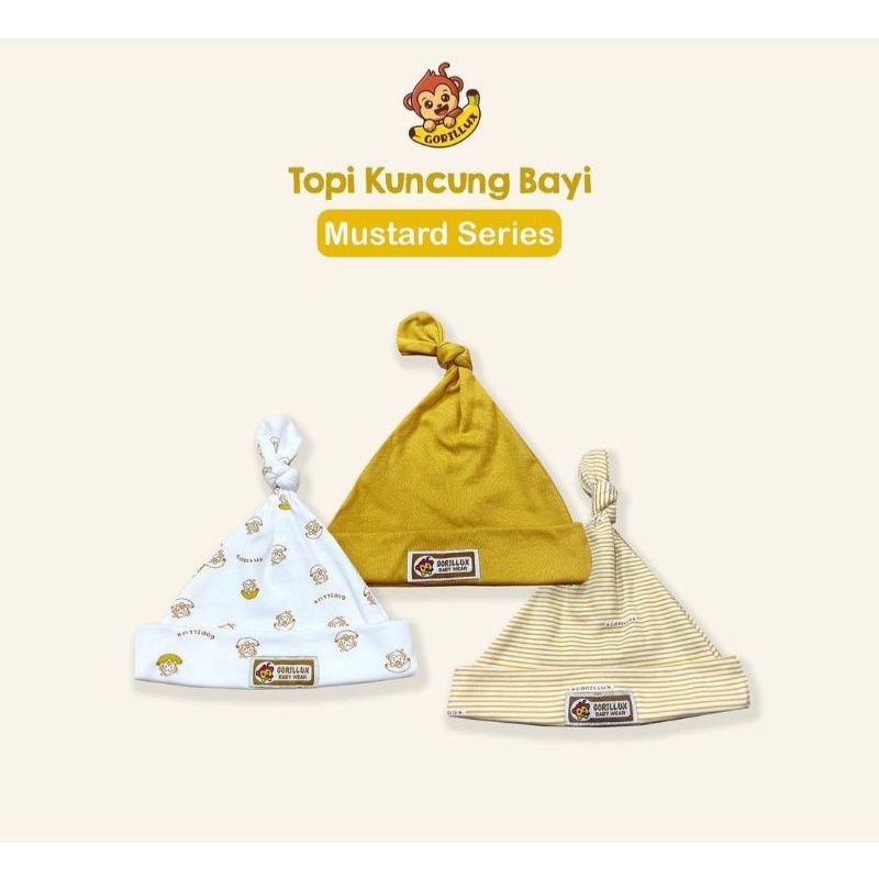 Nova / Fluffy / Gorillux 3 Pcs Topi Bayi Newborn Model Kuncung