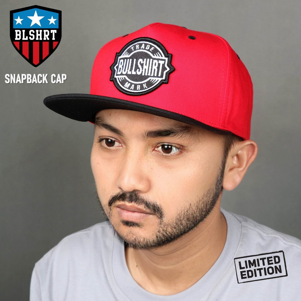 (PREMIUM) TOPI SNAPBACK / TOPI HIPHOP / TOPI DISTRO PRIA WANITA BULLSHIRT WARNA MERAH