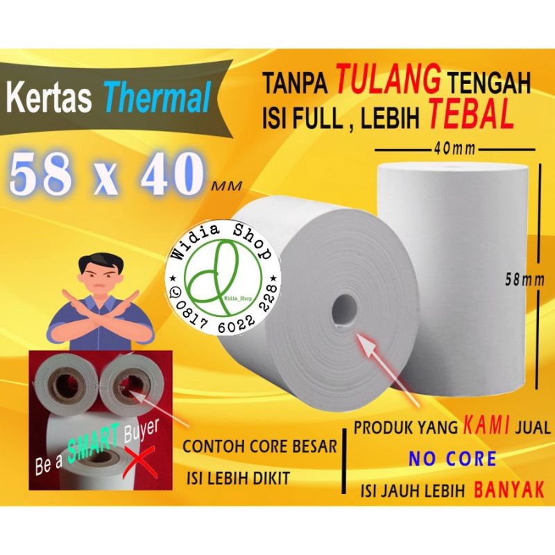 

Kertas Struk Thermal Paper Roll TEBAL 58x40mm Termal EDC Thermal Printer Mini Bluetooth