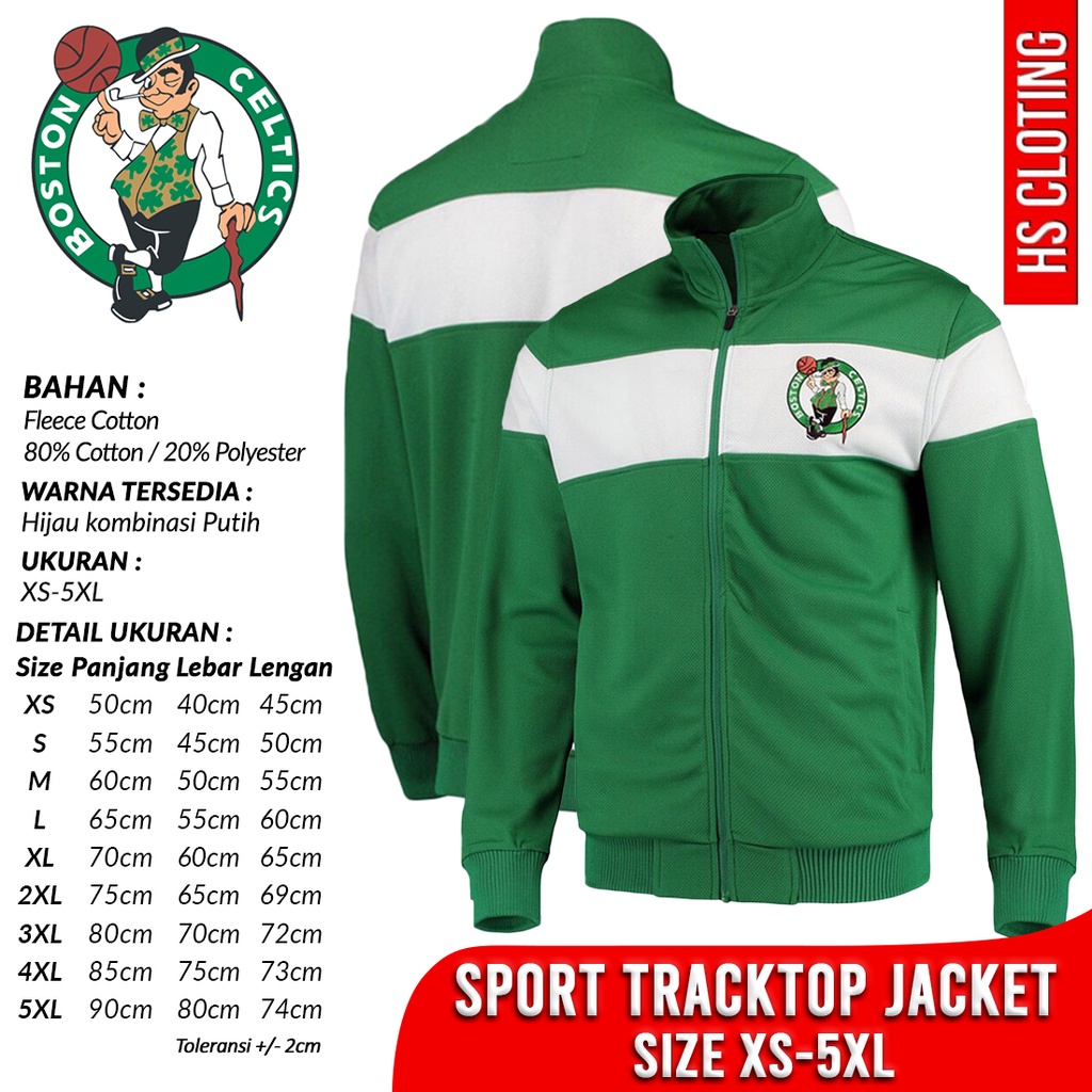 Jaket XS-5XL BOSTON CELTICS NBA Basketball Eastern Conference Team Tracktop Jacket Bahan Katun Fleec
