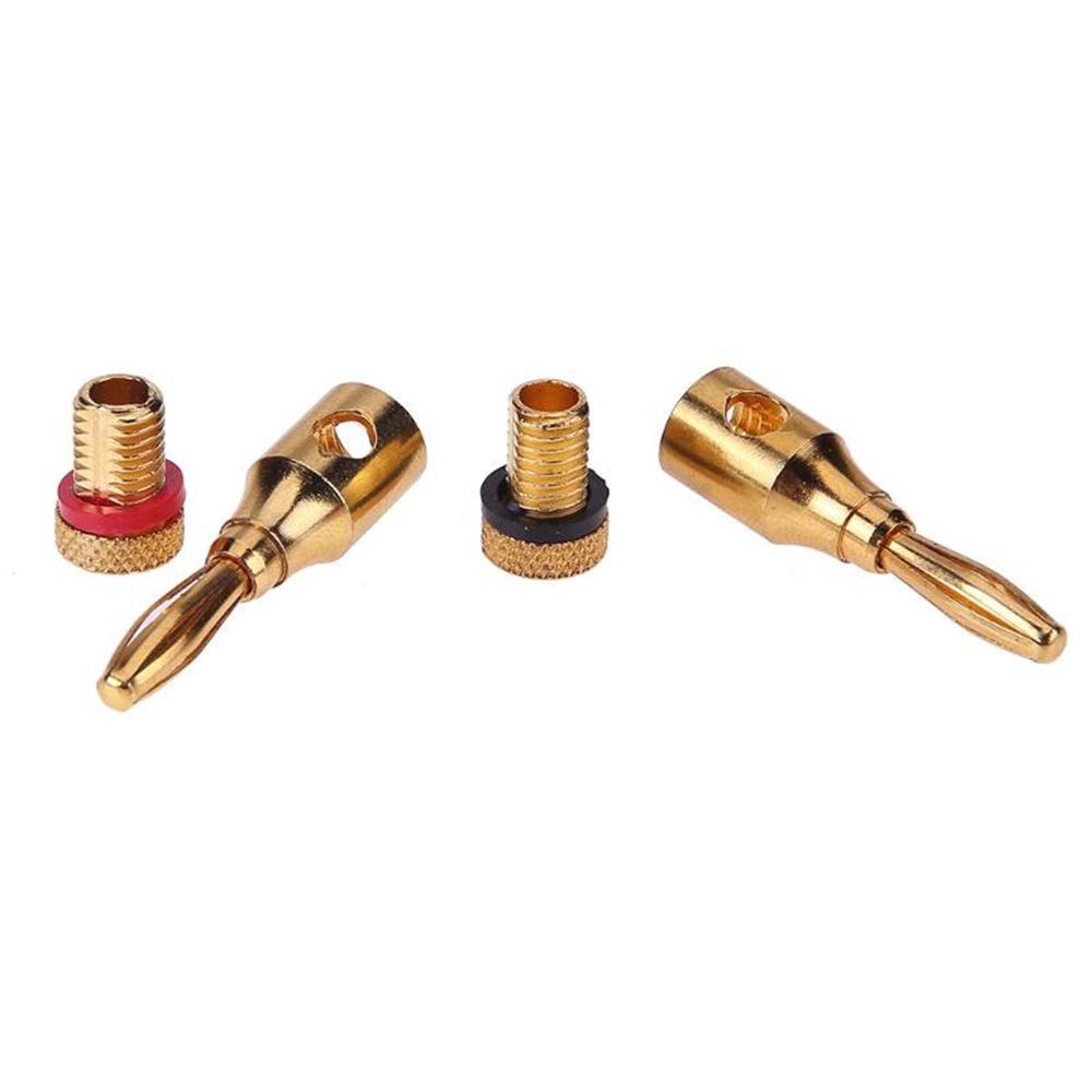 QUINTON 2pcs Banana Connector Amplifier Connectors Adapter 24k Gold-Plated Solder-Free 4mm Cable Wire Audio Speaker Plugs/Multicolor