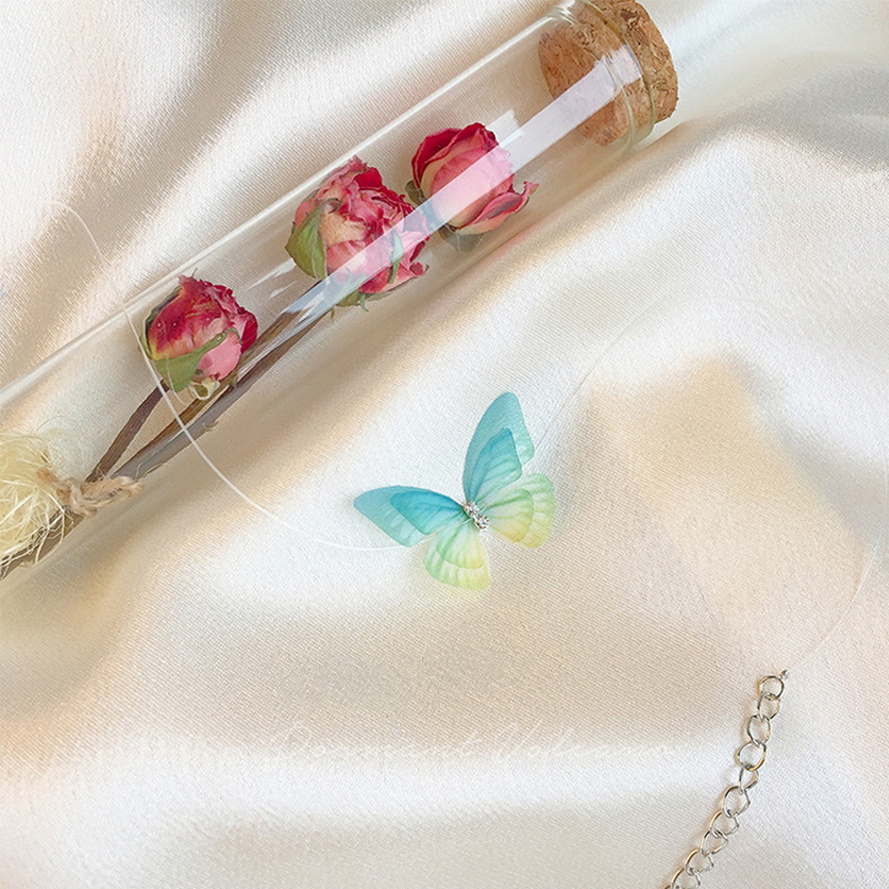 Fairy Butterfly Kalung Choker Wanita Bahan Tulle Invisible Untuk Musim Semi / Panas