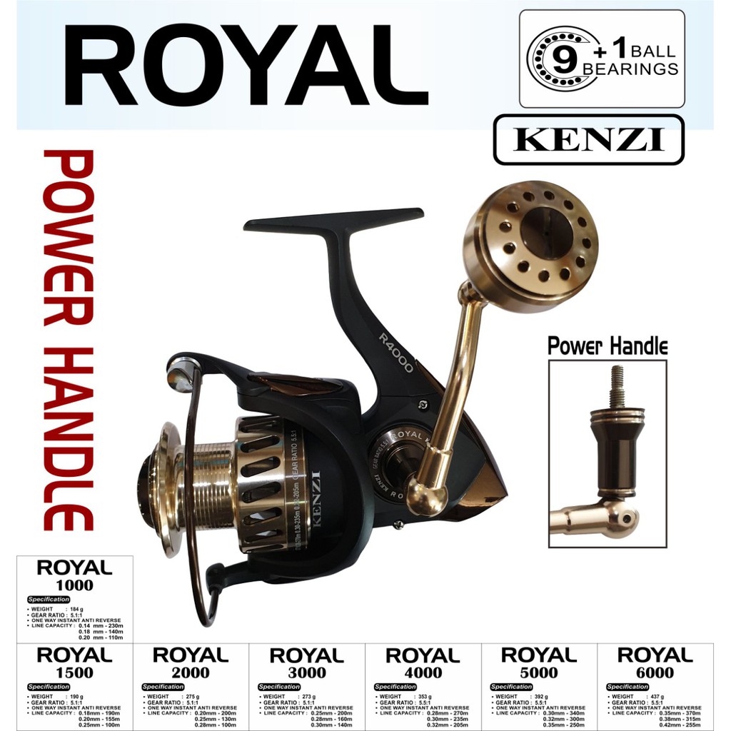 rel pancing Kenzi Royal Power Handle 1000,1500,2000,3000,4000,5000,6000