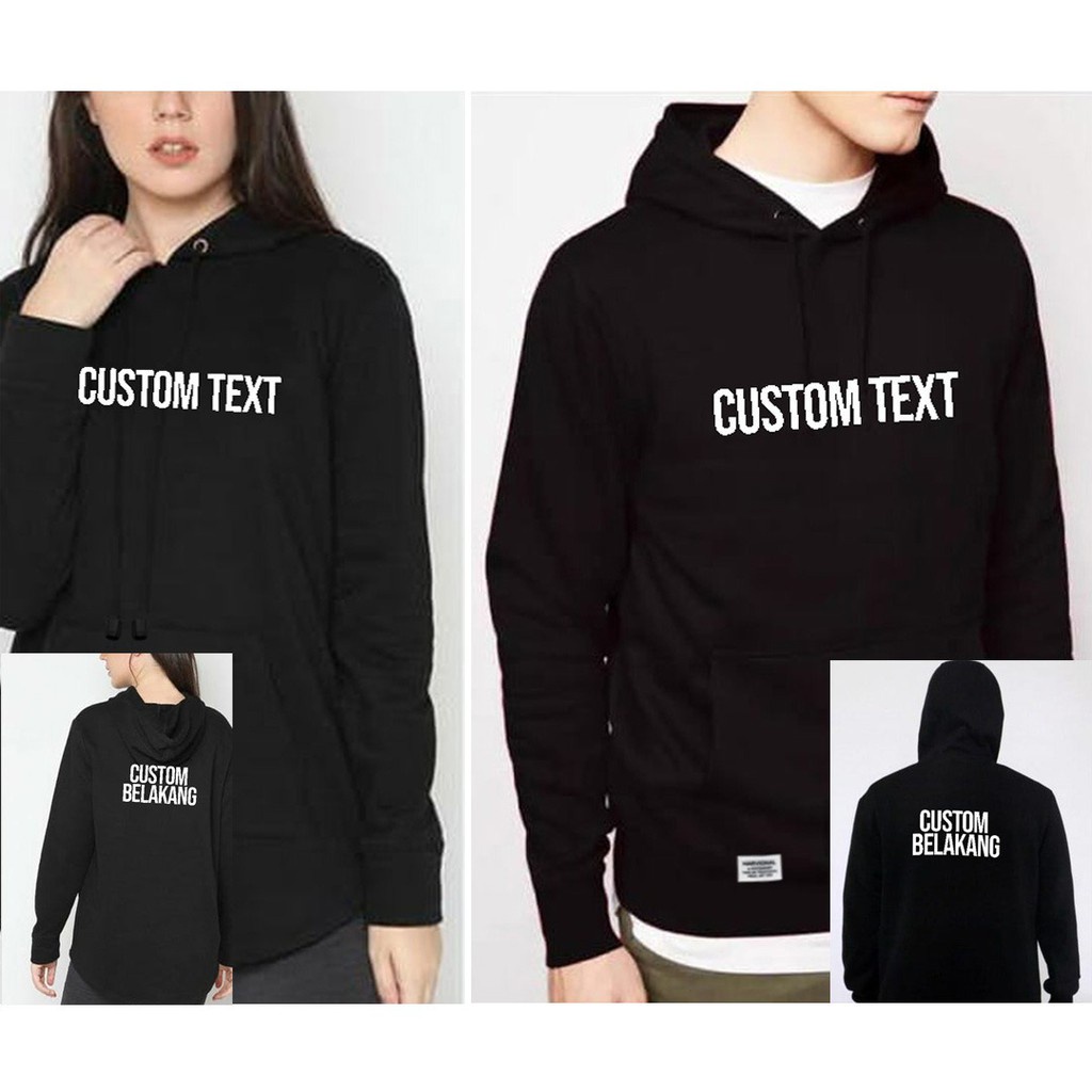 Parisdivarious Sweater Hoodie Jemper Custom Text DB / Jumbo Gede dpn Bahan Fleece Size S - XXL (Pria &amp; Wanita)