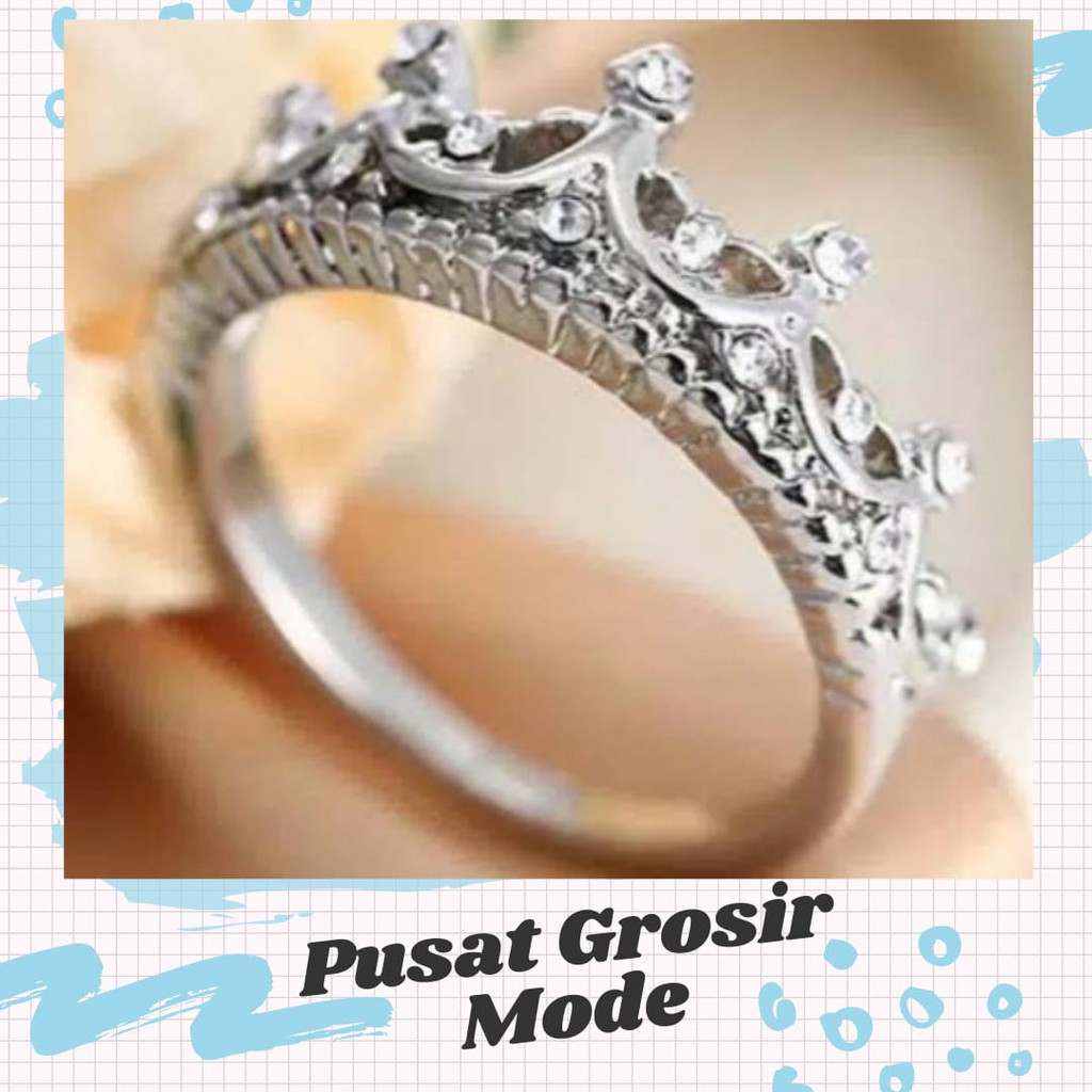 Cincin Mahkota Permata Klasik Elegan PGM C39