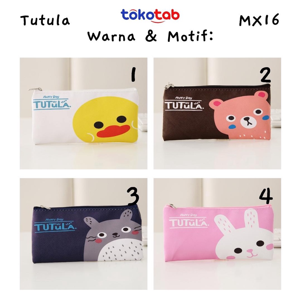 Tokotab - Tempat Pensil Resleting Cute Simple Korean Student Pencase Kanvas-Tutula