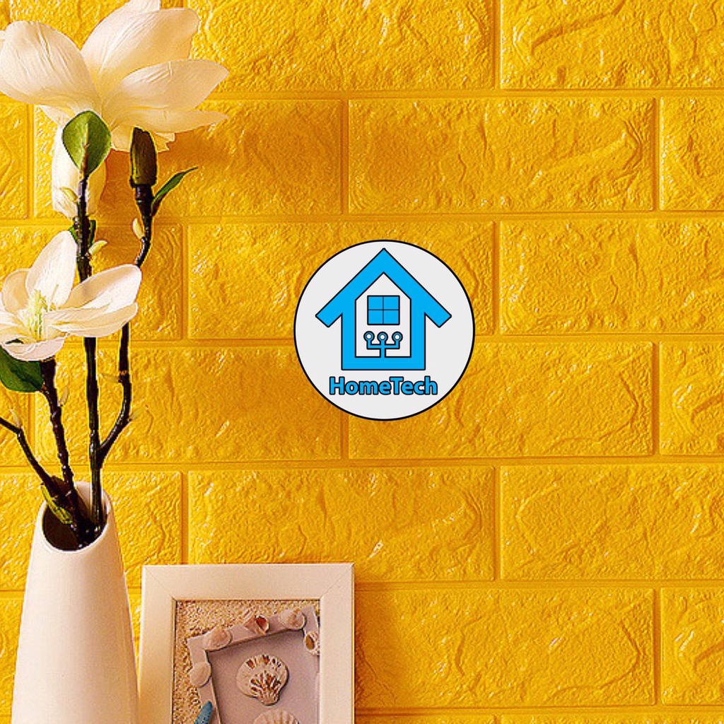 HT Wallpaper Sticker Foam Bata 3D Kuning Premium Wall Paper Stiker Dinding