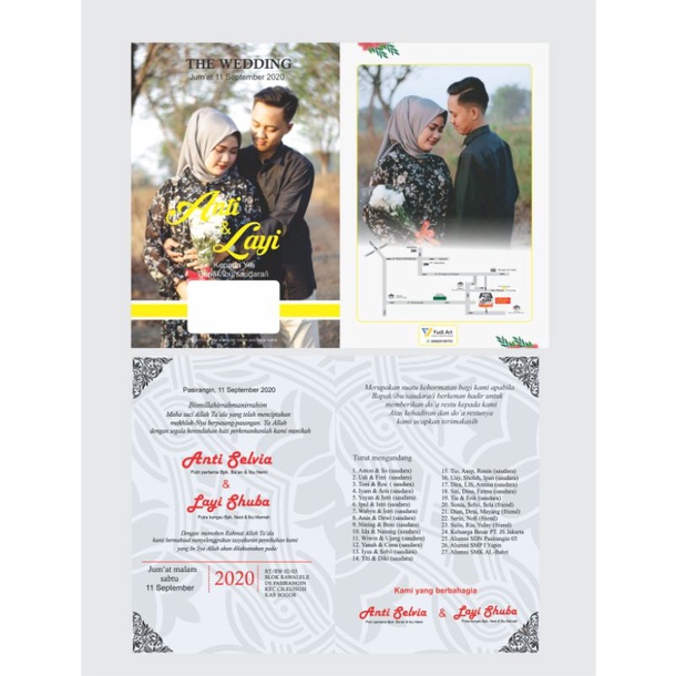

undangan custom full color free design bebas pake foto denah lokasi