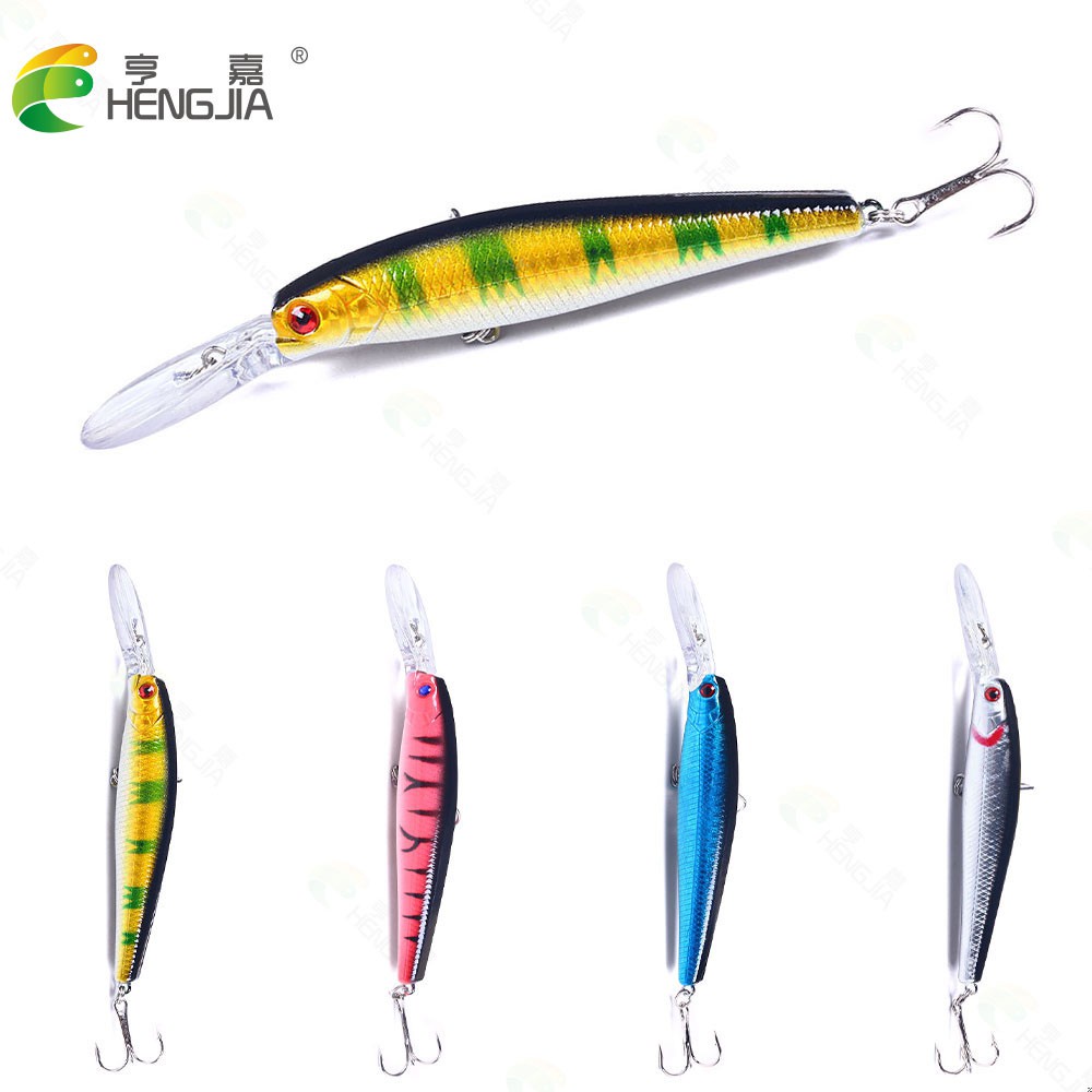 HNEGJIA 4pcs Umpan Pancing Fishing Lure Diving 2.7-4.5M Hard Swimbait Fish Tackle 12.5CM/14G Floating Minnow