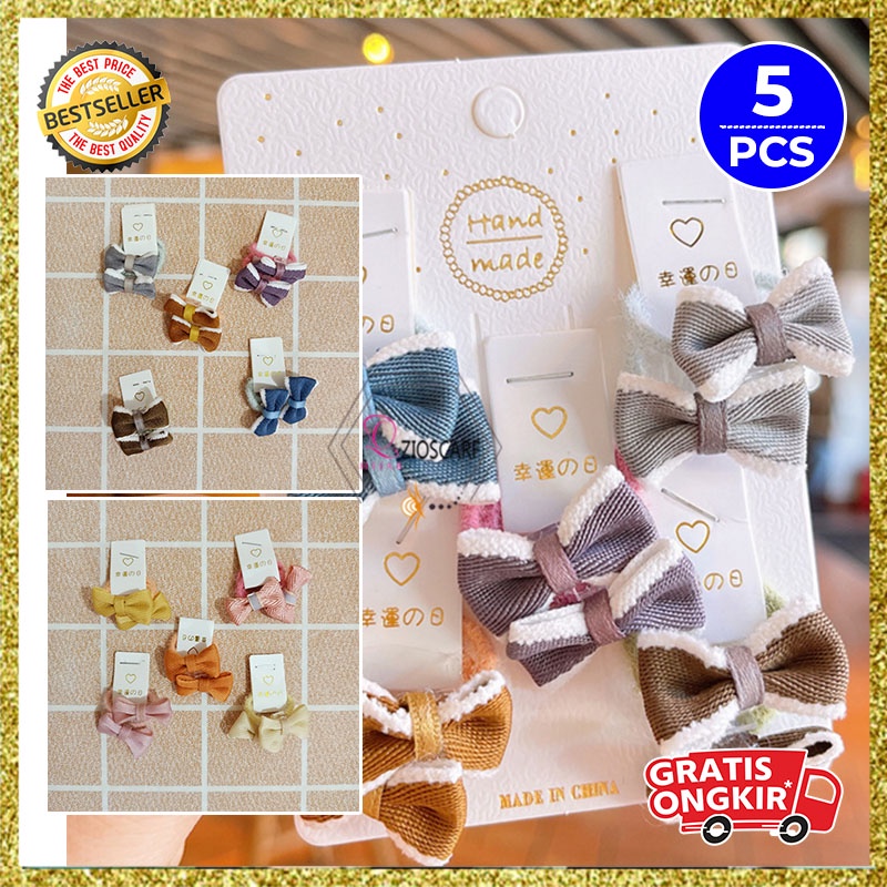 Ikat Rambut Korea Anak Perempuan 1 Set 5 Pasang Motif Pita Kecil Warna Warni Aksesoris Rambut kualitas import AK172