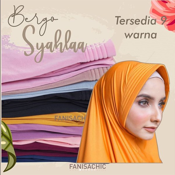 BERGO SYAHLAA Fanisachic JILBAB SYAR'I - Jilbab Polos Instan peach mustard kuning dusty pink