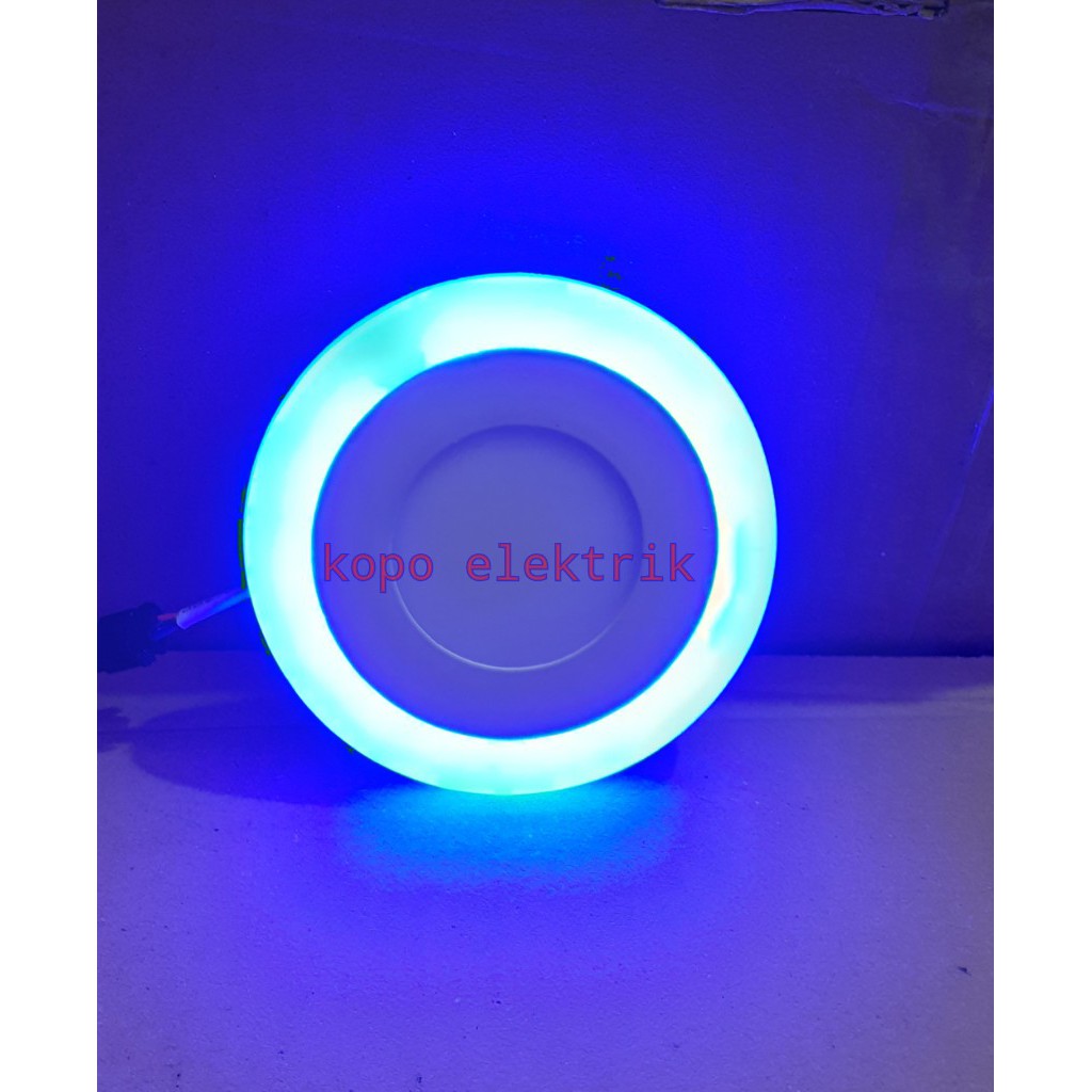 Lampu Downlight LED panel Putih Ring Biru 3+3 watt