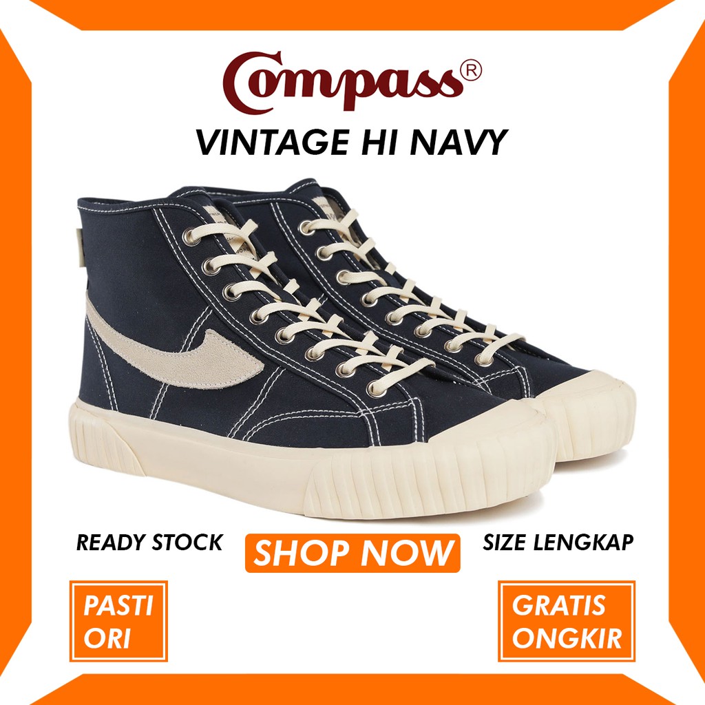 SEPATU COMPASS VINTAGE HI NAVY ORIGINAL